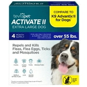 Activate II Flea and Tick Prevention for Dogs, 4 Count, Extra Large Dogs over 55 lbs, Topical Drops, 4 Months Flea Treatment