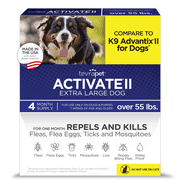 TevraPet Activate II Waterproof, Alcohol-Free Flea & Tick Prevention for Extra Large Dogs, 55-140 lbs, 4 Doses