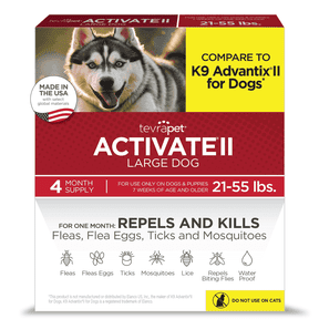 Activate II Flea and Tick Prevention for Dogs, 4 Count, Large Dogs 21-55 lbs, Topical Drops, 4 Months Flea Treatment