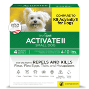 TevraPet Activate II Fast Acting Alcohol-Free Flea & Tick Prevention Topical for Small Dogs, 4-10 lbs, 4 Doses