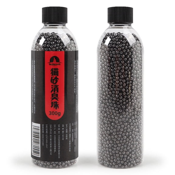 Activated Cat Stink Litter Beads for Control in Pet Beds and Mats – Absorbs, One Size, Black