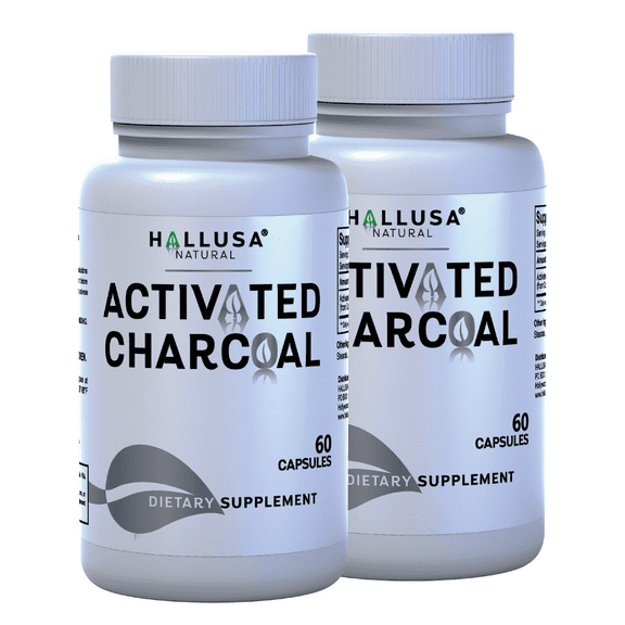 Activated Charcoal - 1040 mg Highly Absorbent - Gas & Bloating - Digestive Supplement - Hallusa Naturals - 120 Capsules