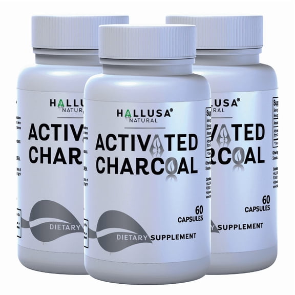 Activated Charcoal - 1560 mg Highly Absorbent - Gas & Bloating - Detox  Supplement - Derived from Coconut Shells - Hallusa Natural - 180 Capsules