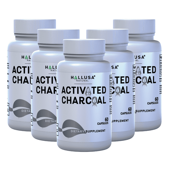 Activated Charcoal - 2600 mg Highly Absorbent - Gas & Bloating - Detox  Supplement - Derived from Coconut Shells - Hallusa Natural - 300 Capsules