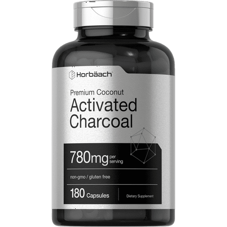 Activated Charcoal 780mg | 180 Capsules | from Coconut Shells | by Horbaach