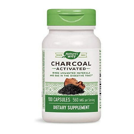 Activated Charcoal, Binds Unwanted Materials And Gas*, 560Mg Per Serving, 100 Capsules