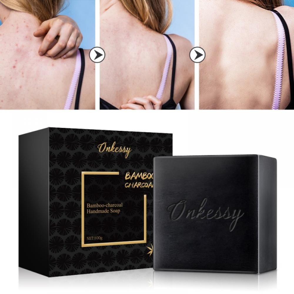 Activated Charcoal Black Bar Soap Peppermint Oil Detoxifying Face Body