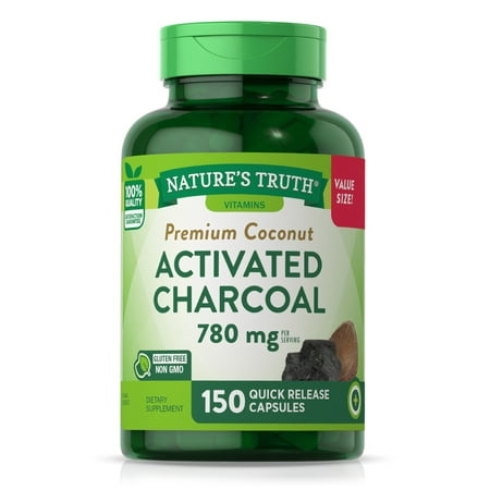 Activated Charcoal 780mg | 150 Capsules | Value Size | Non-GMO, Gluten Free | by Nature's Truth