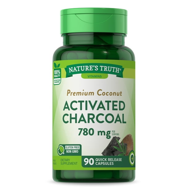 Activated Charcoal Capsules 780mg 90 Count NonGMO, Gluten Free