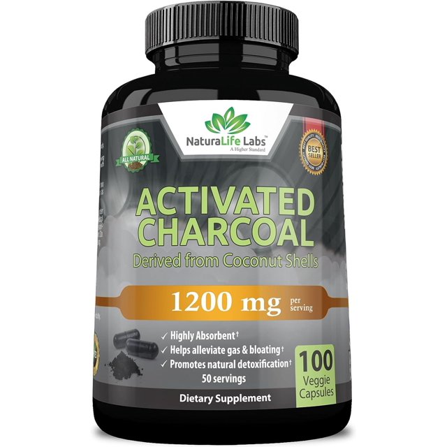 Activated Charcoal Capsules mg Highly Absorbent Helps Alleviate Gas