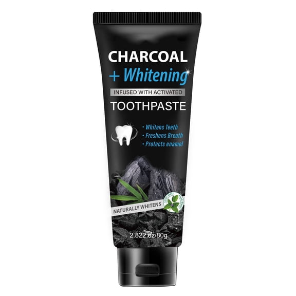 Activated Charcoal Gentle Formula Toothpaste, Smooth Paste Texture, Portable Tube with Black Cap for Daily & On-the-Go Oral Care Use