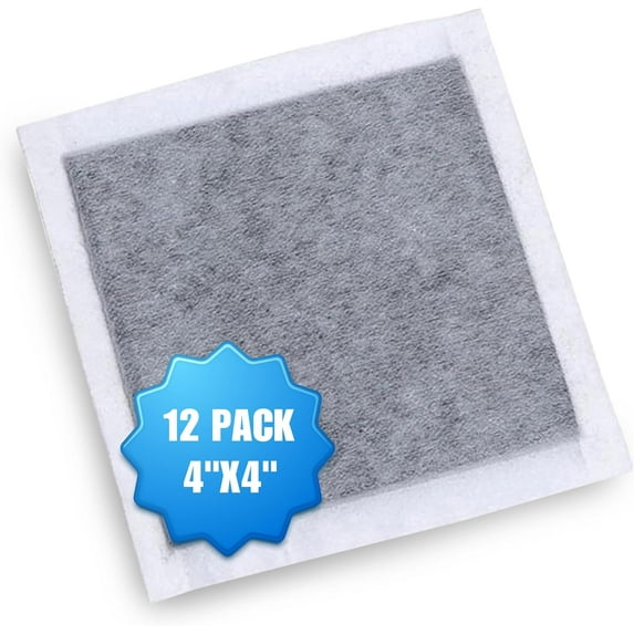 Activated Charcoal Odor Absorbent Pads – 12 Unscented Adhesive (4"x4") for Body Odor, Shoes, Underwear & On-the-Go Eliminator