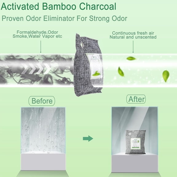 Activated Charcoal Odor Absorber for Strong Odors in Car, Closet, Shoe, Basement. 6 Activated Charcoal Bags Odor Absorbers for Home. Bamboo Charcoals Air Purifying Bag Charcoals Deodorizer Eliminator