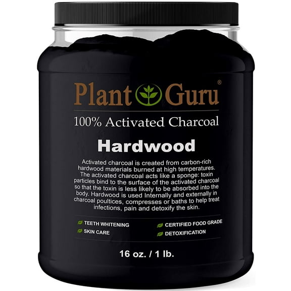 Activated Charcoal Powder Bulk - 1 lb. Jar - HARDWOOD - Food Grade Kosher Non-GMO - Teeth Whitening, Facial Mask and Soap Making. Promotes Natural Detoxification and Helps Digestion