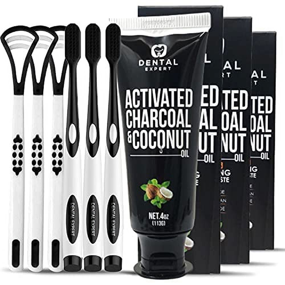 Activated Charcoal Teeth Whitening Toothpaste [3 Pack Bundle] Destroys Bad Breath Best