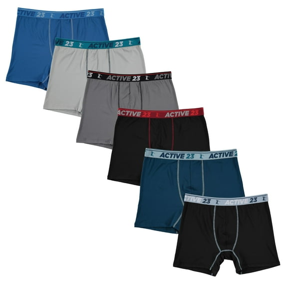Active 23 6PK Solid Assorted Boxer Briefs