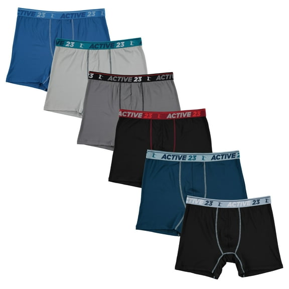 Active 23 6PK Solid Assorted Boxer Briefs