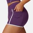 thumbnail image 1 of Active Active Women's High Waist Biker Shorts with Contrast Piping and Seamless Stretch Fabric - Large, Purple, 1 of 6