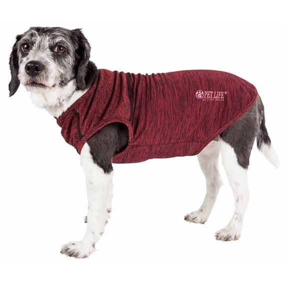 Active Aero-Pawlse Heathered Quick-Dry & 4-Way Stretch-Performance Dog Tank Top T-Shirt - Red & Maroon, Extra Small
