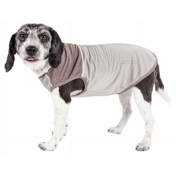 Active Aero-Pawlse Heathered Quick-Dry & 4-Way Stretch-Performance Dog Tank Top T-Shirt - Tan & Brown, Large