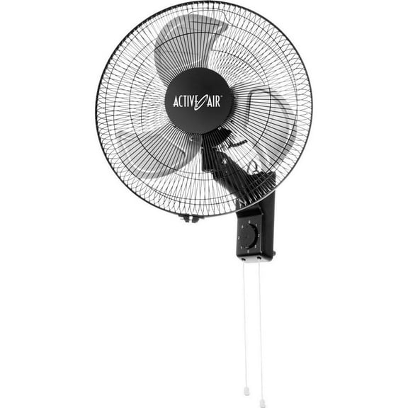 Active Air ACFW16HDB 16-Inch 3-Speed Metal Wall Mountable Oscillating Tilt Fan, Black