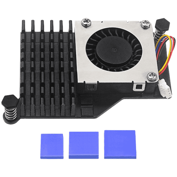 Active Aluminum Heatsink With for PWM Control Fan For Raspberry Pi 5, Compact Blower Cooling System For Stable IoT Performance, Silver/Black/Blue Options(Black)