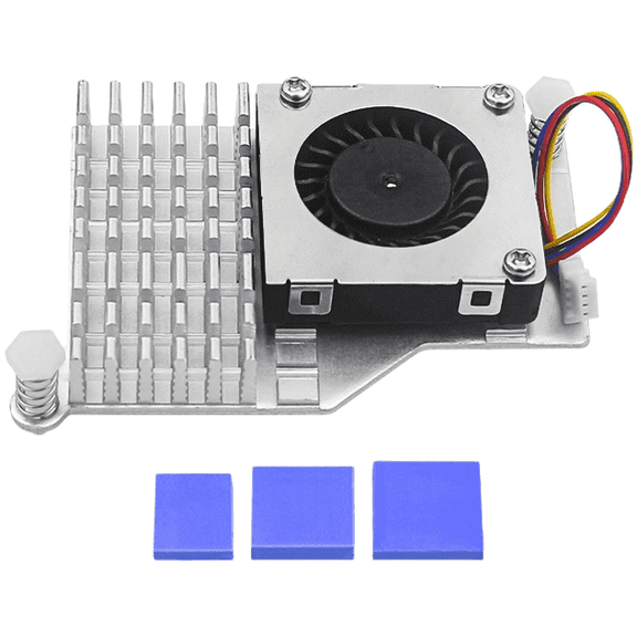 Active Aluminum Heatsink With for PWM Control Fan For Raspberry Pi 5, Compact Blower Cooling System For Stable IoT Performance, Silver/Black/Blue Options(Silver)