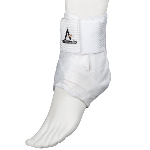 Active Ankle AS1 Pro Ankle Brace, Lace-Up, Low Profile, Protection & Sprain Support, White, Medium