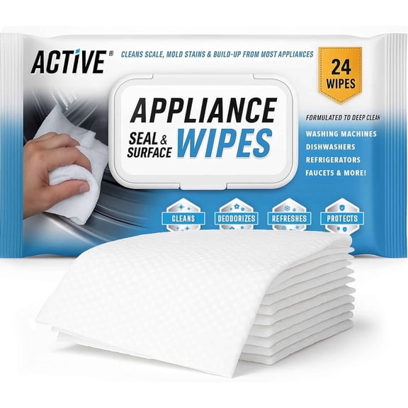 Active Appliance Surface Cleaning Wipes, Heavy Duty Wipe for Stainless Steel, Glass Cooktop, Microwave, Countertops, Tile, 24 Count, 1 Pack