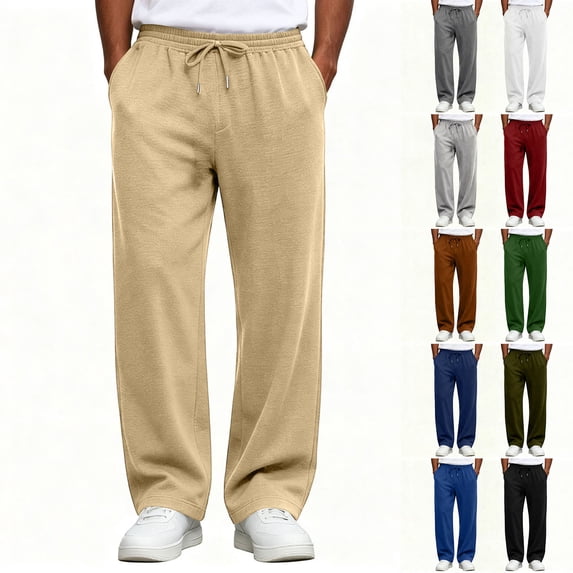 Active Athletic Casual Jogger Running Sweatpants Men Wide Leg Elastic Waist Drawstring Athletic Loose Jogger Outdoor Travel