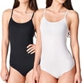thumbnail image 1 of Active Basic Juniors & Women Scoop Neck Solid Cami Cotton Bodysuit with Snap Crotch Bottom & Adjustable Spaghetti Straps, 1 of 4
