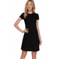 thumbnail image 1 of Active Basic USA Short Sleeve Crew Neck A-Line Mini Dress, Black, Medium, 1 of 5