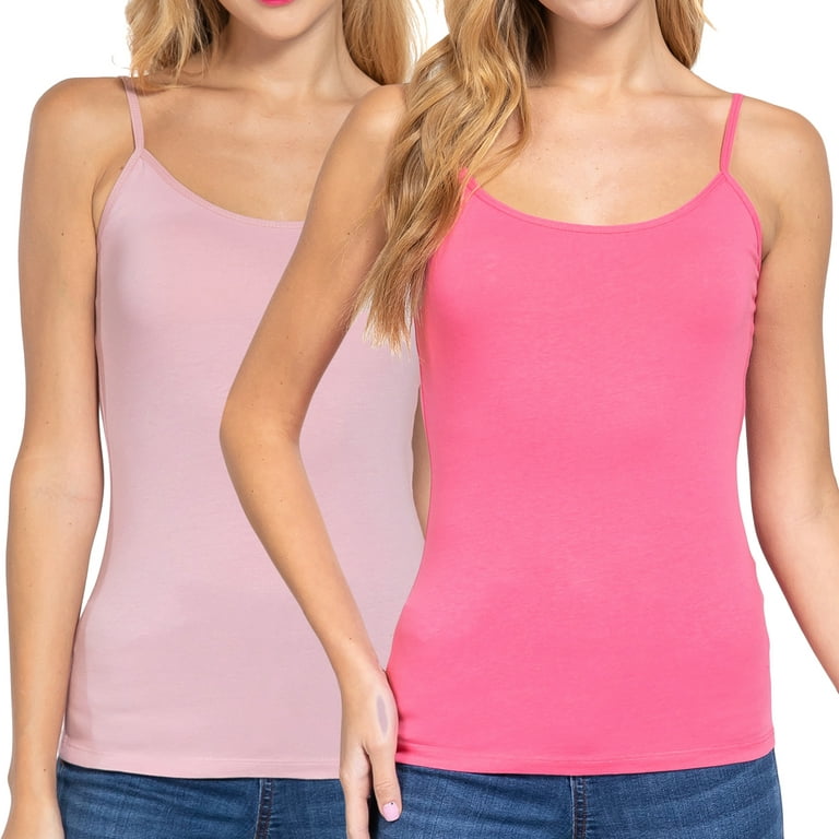 Active Basic Women & Juniors Solid Plain Adjustable Spaghetti Strap  Layering Cropped Camisole Tank Top 