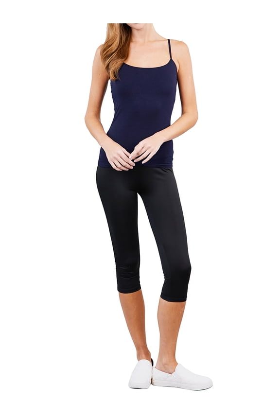 Women & Juniors Solid Plain Adjustable Spaghetti Strap Layering Cropped Camisole Tank Top
