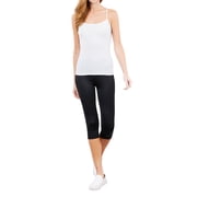 Active Basic Women & Juniors Solid Plain Adjustable Spaghetti Strap Layering Cropped Camisole Tank Top