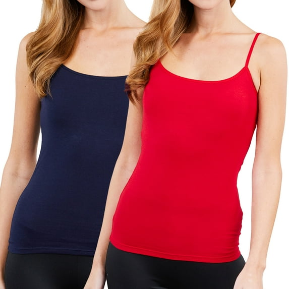 Active Basic Women & Juniors Solid Plain Adjustable Spaghetti Strap Layering Cropped Camisole Tank Top