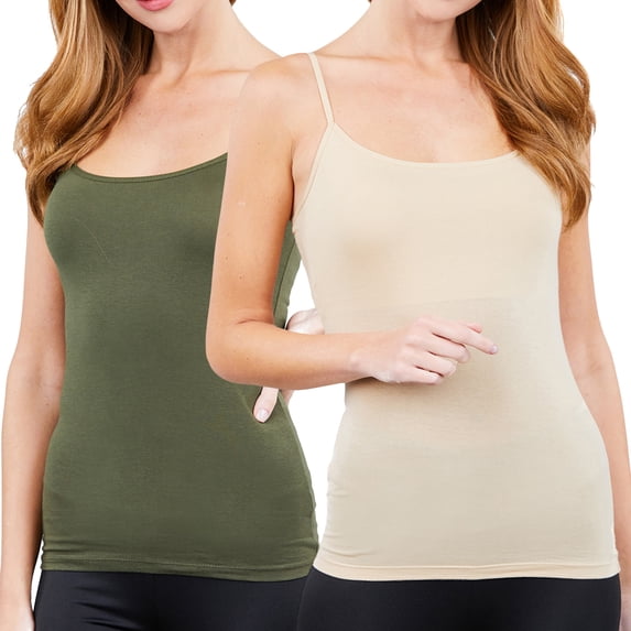 Active Basic Women & Juniors Solid Plain Adjustable Spaghetti Strap Layering Cropped Camisole Tank Top