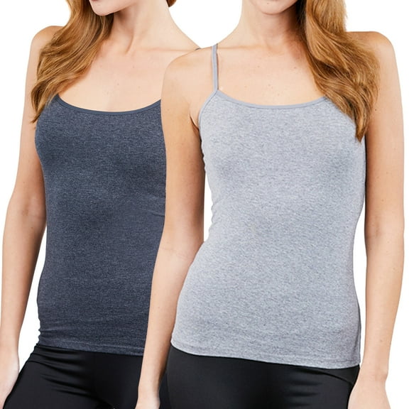 Active Basic Women & Juniors Solid Plain Adjustable Spaghetti Strap Layering Cropped Camisole Tank Top