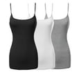 thumbnail image 1 of Active Basic Women & Plus Basic Solid Long Length Adjustable Spaghetti Strap Camisoles (3PK - Black/H Grey/White, 1XL), 1 of 4