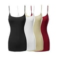 thumbnail image 1 of Active Basic Women & Plus Basic Solid Long Length Adjustable Spaghetti Strap Camisoles (4PK - Black/Whit/Taupe/D. Red, 2XL), 1 of 4