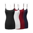 thumbnail image 1 of Active Basic Women & Plus Basic Solid Long Length Adjustable Spaghetti Strap Camisoles (4PK - Black/White/Red/Navy, M), 1 of 4