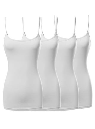 2 Pack Active Basic Women's Long Cami w/ Built in Bra Large Black, White