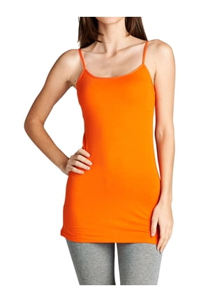 Women's & Juniors BASIC ADJUSTABLE SPAGHETTI STRAP TUNIC CAMI W/ SHELF BRA