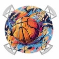 thumbnail image 1 of Active Basketball Elastic Fitted Round Table Cover Watercolor Sport Style Waterproof Outdoor Tablecloth for Holiday Party, Picnic, Patio & Dining Fits Tables Up to 45"-54", 1 of 8