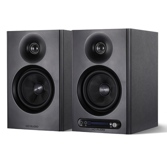 80W Powered Bookshelf Speakers, Bluetooth 5.3 Active Computer Speakers with 1" Silk Dome Tweeters & 4" Woofers, ARC/AUX/Optical/USB, Adjustable Bass & Treble, Wood Finish for TV PC Gaming Turntable