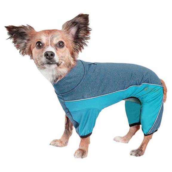 Active Chase Pacer Heathered Performance 4-Way Stretch Two-Toned Full Body Warm Up, Light Blue & Blue - Extra Small