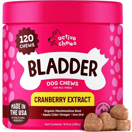2 Pack Active Chews Bladder Dog Chews Cranberry Extract 120 Chews X2 Exp1/24