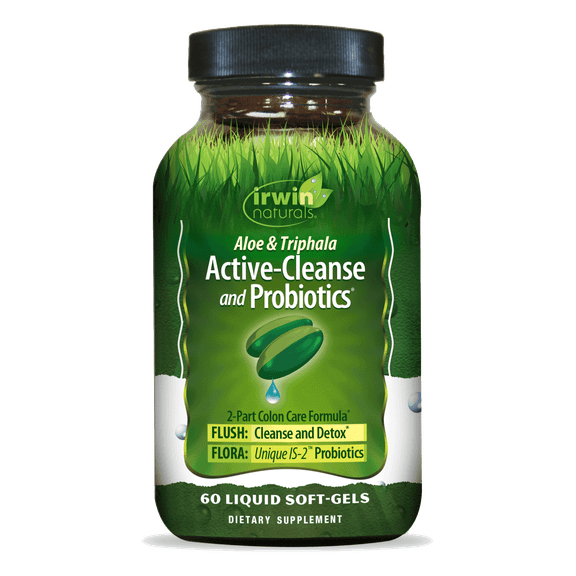 Irwin Naturals Aloe & Triphala Active Cleanse + Probiotics - Natural Digestive Support - 60 Liquid Soft-Gels