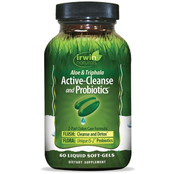 Irwin Naturals Aloe & Triphala Active Cleanse + Probiotics - Natural Digestive Support - 60 Liquid Soft-Gels