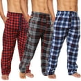 thumbnail image 1 of Active Club 3 Pack Plaid Fleece Pajama Pants - Mens Lounge Pants with Pockets - Mens PJ Bottoms (Christmas Plaid 3-Pack, Small), 1 of 5